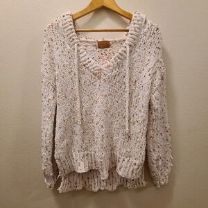 POL Confetti Distressed Oversized Hoodie‎ Sweater Size Small Cream Multi Color